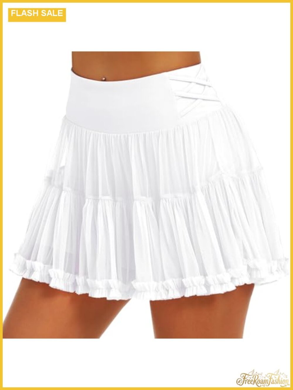 High Waist Athletic Skort with Shorts Pockets Ruffle Mini Pleated Layered